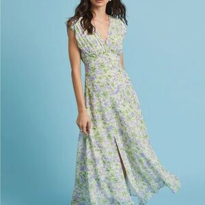 Astr Lavender and Green Floral Backless Maxi